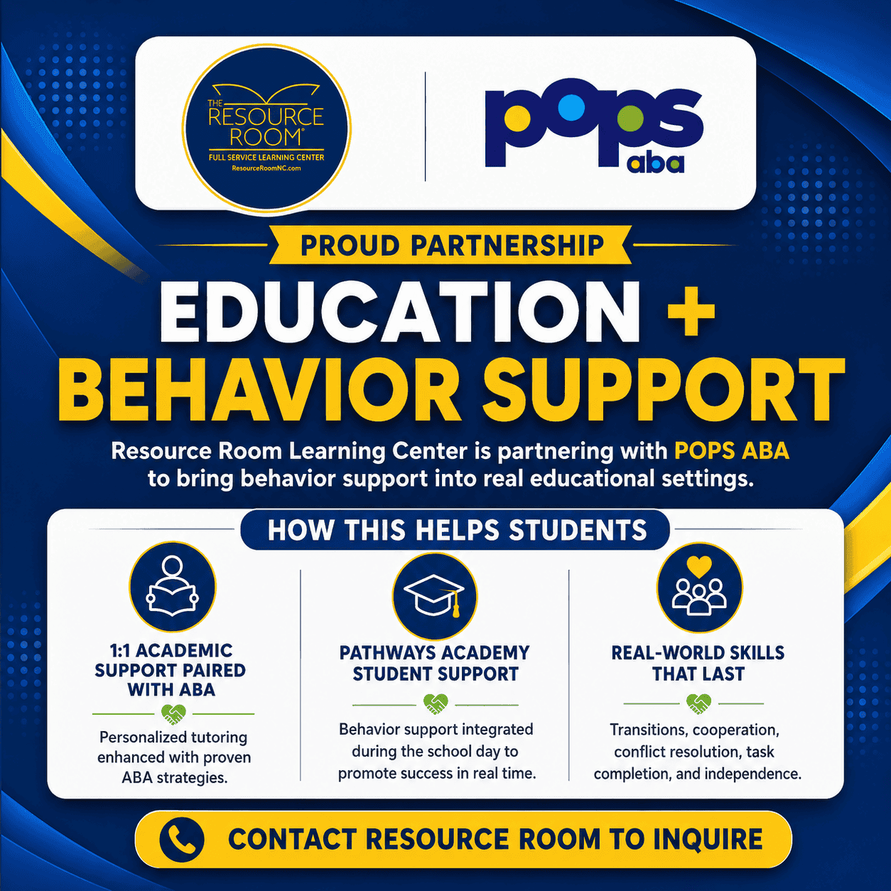 Resource Room Learning Center Announces New Partnership with POPS ABA